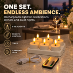 🕯️12pcs Rechargeable Flameless Tealight Candle with Remote Control, Charging Station🕯️