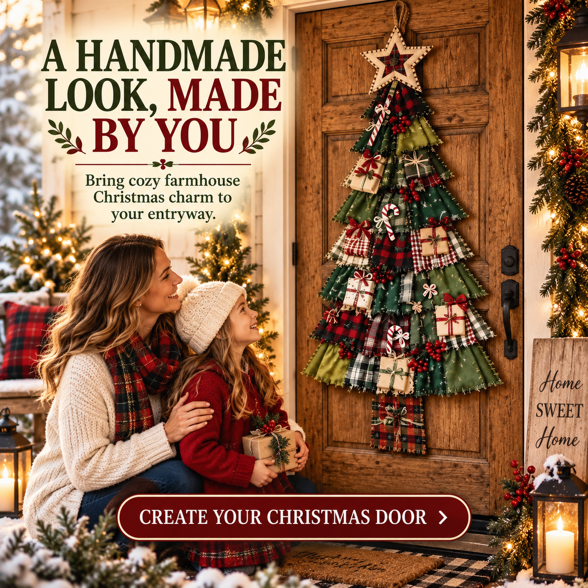 DIY Oversized Patchwork Christmas Tree Door Hanging Kit with Tools