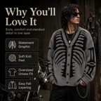 Skeleton Ribcage Oversized Knit Button Cardigan