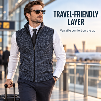 Men’s Full-Zip Stand Collar Sweater Vest