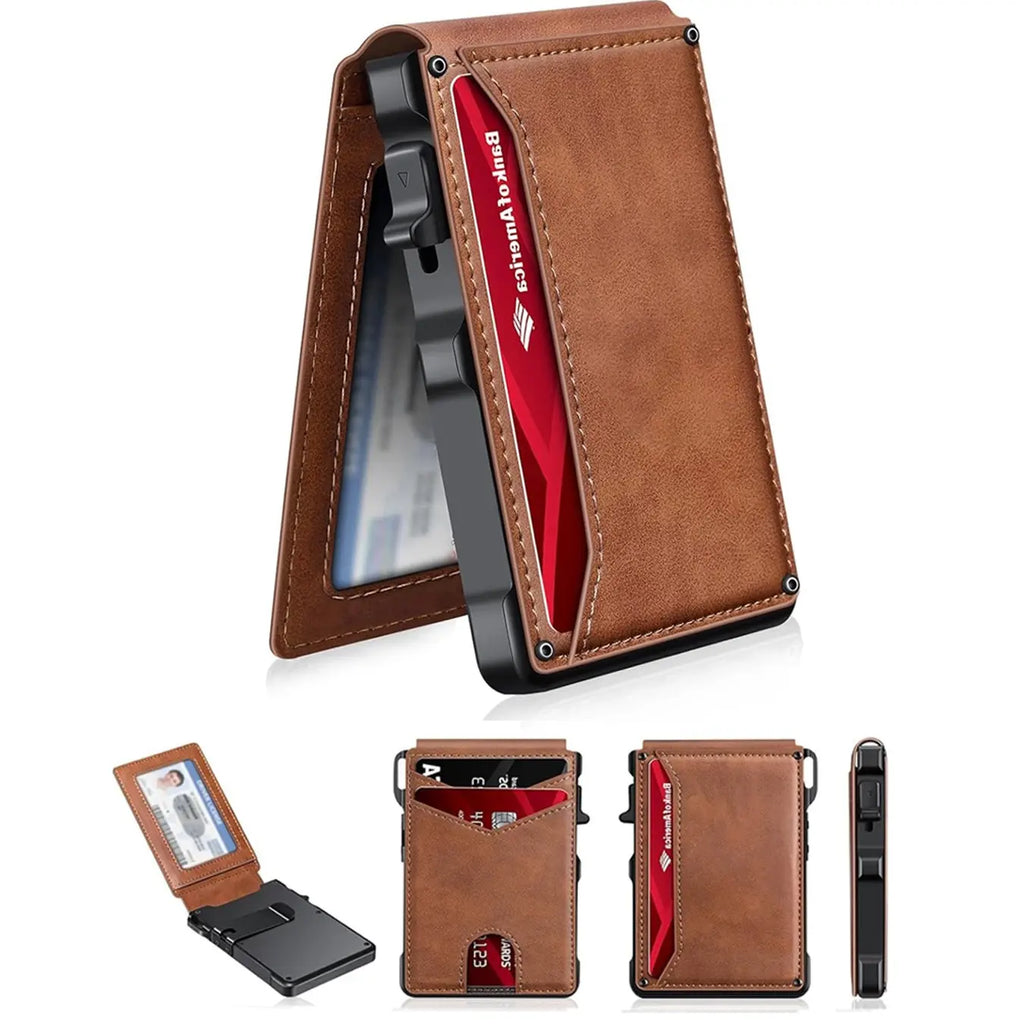 💼 Minimalist Tech | Men's Slim RFID-Blocking Pop-Up Wallet with Money Clip 🎁