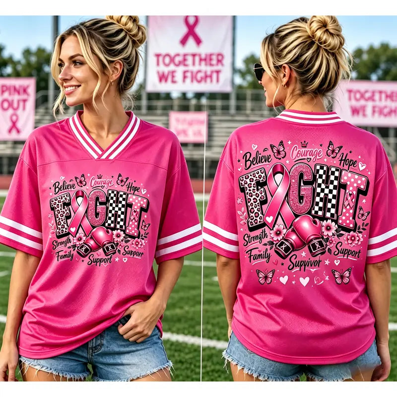 Pink Ribbon Breast Cancer Support Game Day Jersey