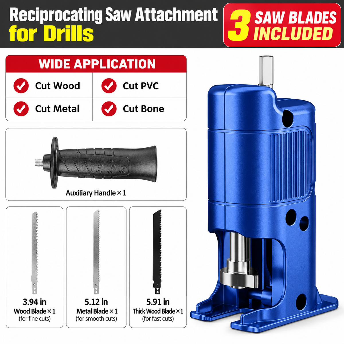 🔧 Drill to Reciprocating Saw Adapter – Turn Your Drill Into a Power Saw! 🪚