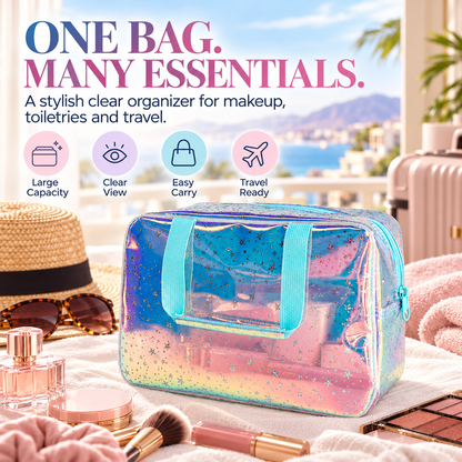 Holographic Clear Star Cosmetic Travel Bag