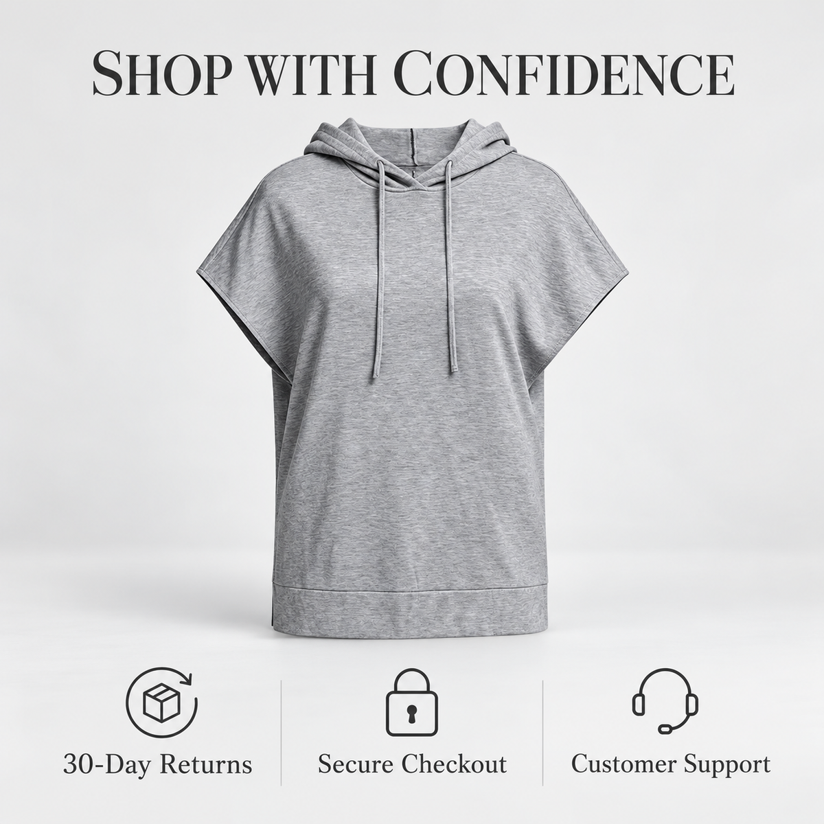 Women's Gray Basic Hoodie Top