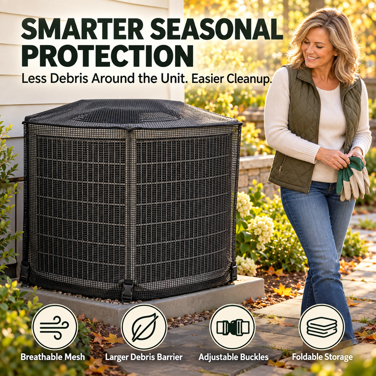 Outdoor AC Mesh Cover for Cleaner, Better-Protected Units