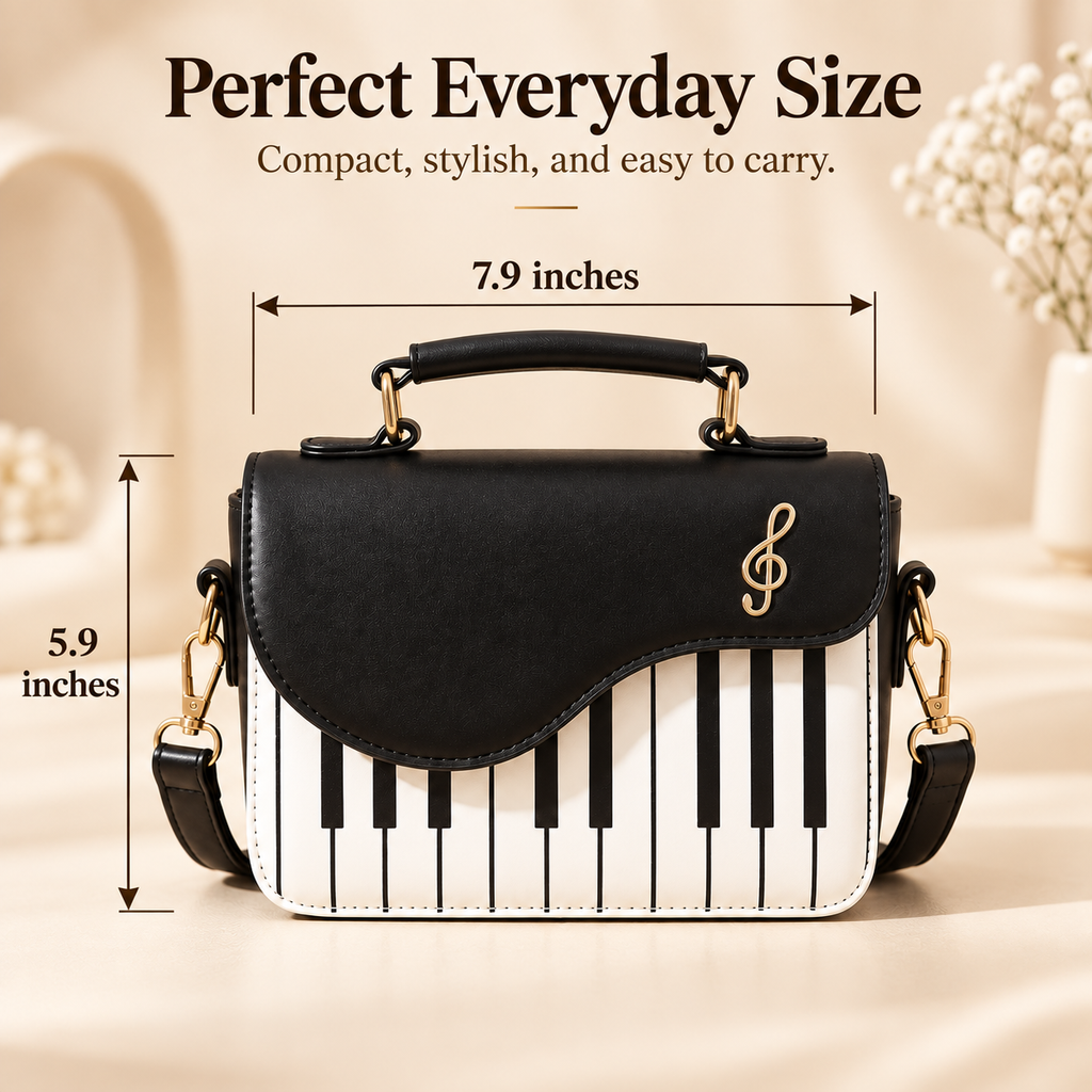 Piano Key Pattern Women's Crossbody Shoulder Bag - Large Capacity Handbag