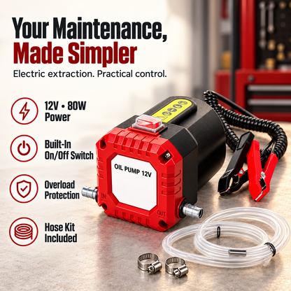 🛠️ 12V 80W Electric Oil Extractor & Diesel Transfer Pump Kit with Hoses – For Compatible Cars, Trucks, RVs & Boats