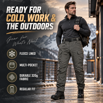 Men's Winter Fleece-Lined Tactical Cargo Pants