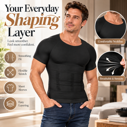 🔥 Men's Tummy Control Shapewear Shirt – Slimming Compression Top for Everyday Wear
