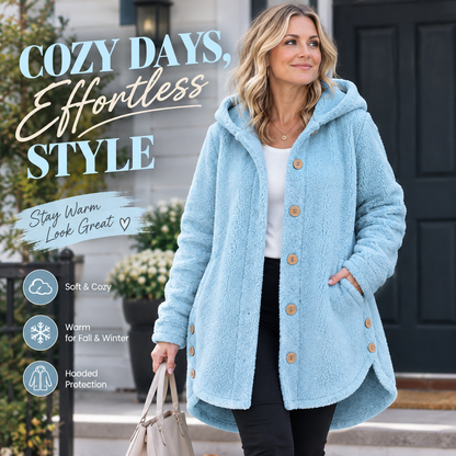 ❄️ Stay Warm & Look Great: Women’s Plush Hooded Fleece Coat