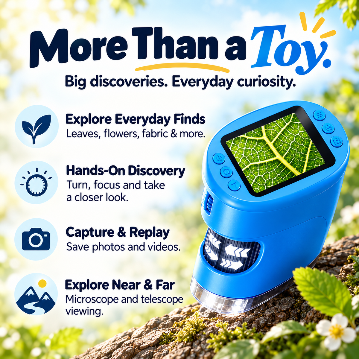 🔬 Kids’ 1000X Digital Microscope with 2.0″ Screen & Photo/Video Capture