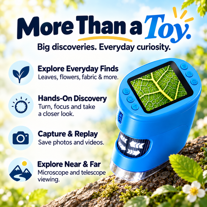 🔬 Kids’ 1000X Digital Microscope with 2.0″ Screen & Photo/Video Capture