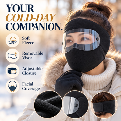❄️ Winter Warm Fleece Thermal Face Mask with Detachable Clear Visor