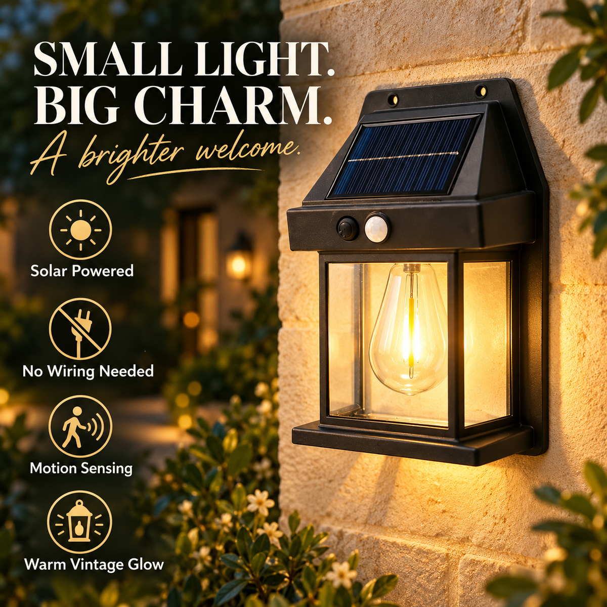 ☀️ Vintage Solar Wall Lantern – Warm Glow for Your Outdoor Space ✨