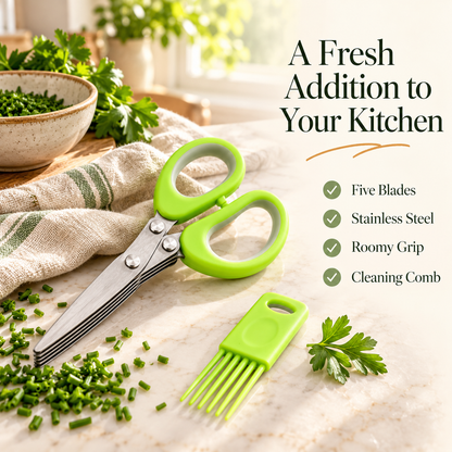 🌿 Professional Multi-Blade Herb Scissors Set  – Includes FREE Cleaning Comb! ✂️