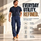 Men’s Flexible Stretch Regular Fit Cargo Pants | Comfort Straight Leg Work Pants with Expandable Pockets