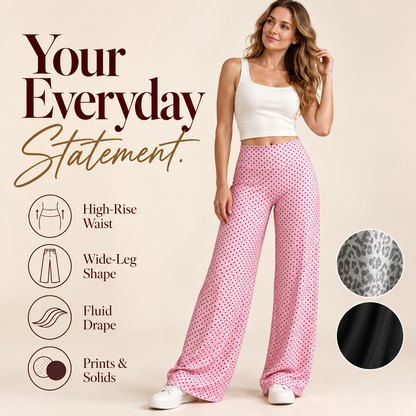 🐆 Women's Leopard Print Wide-Leg Pants ✨ – High Waist & Relaxed Fit