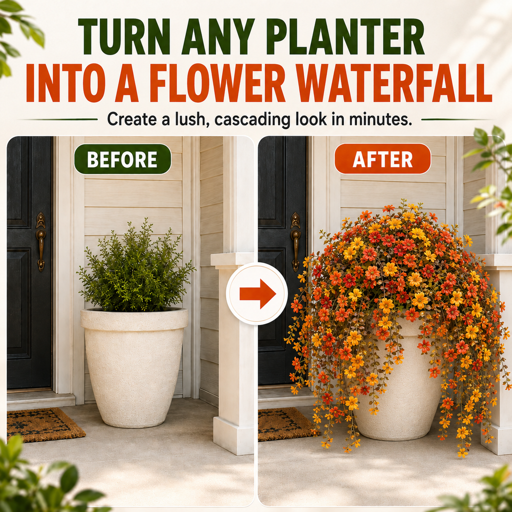 🌿 Maintenance-Free 30-Inch Cascading Faux Daisy Vines – Rich Seasonal Porch & Window Box Decor (8 PCS)