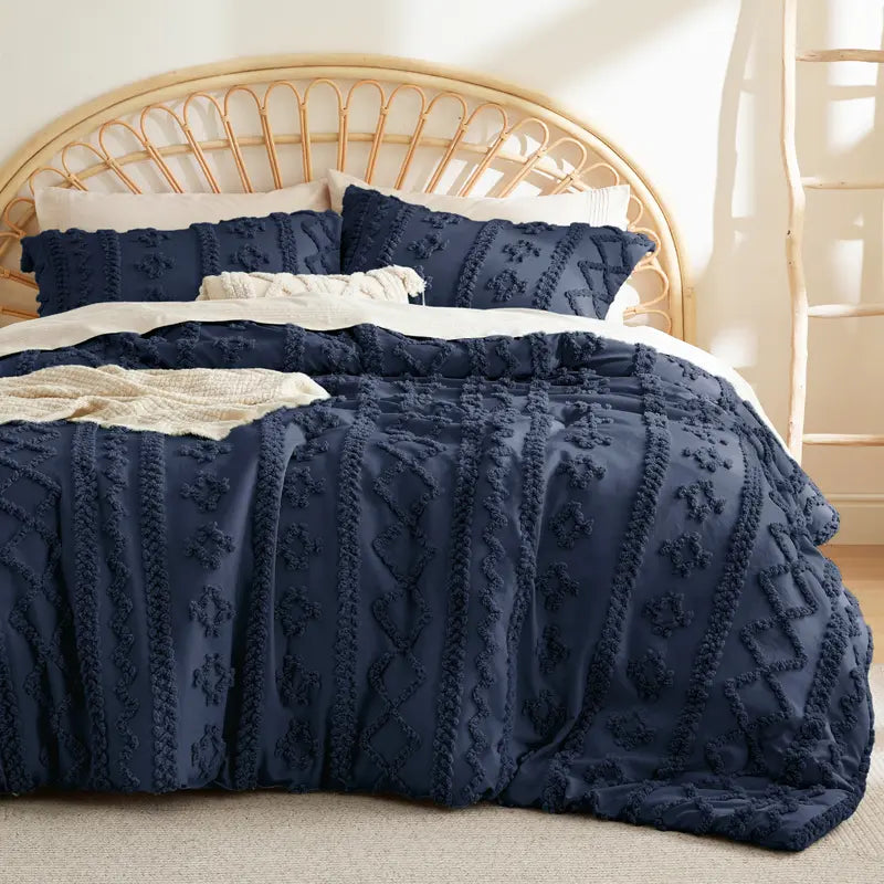 Boho Tufted Embroidery Comforter Set