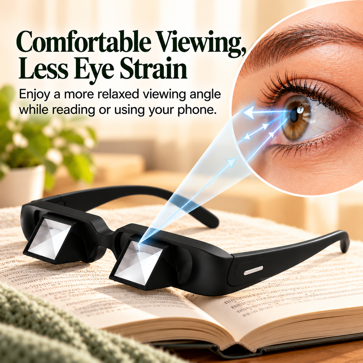👓 90° Prism Reading Glasses – Read Comfortably While Lying Down! 📖