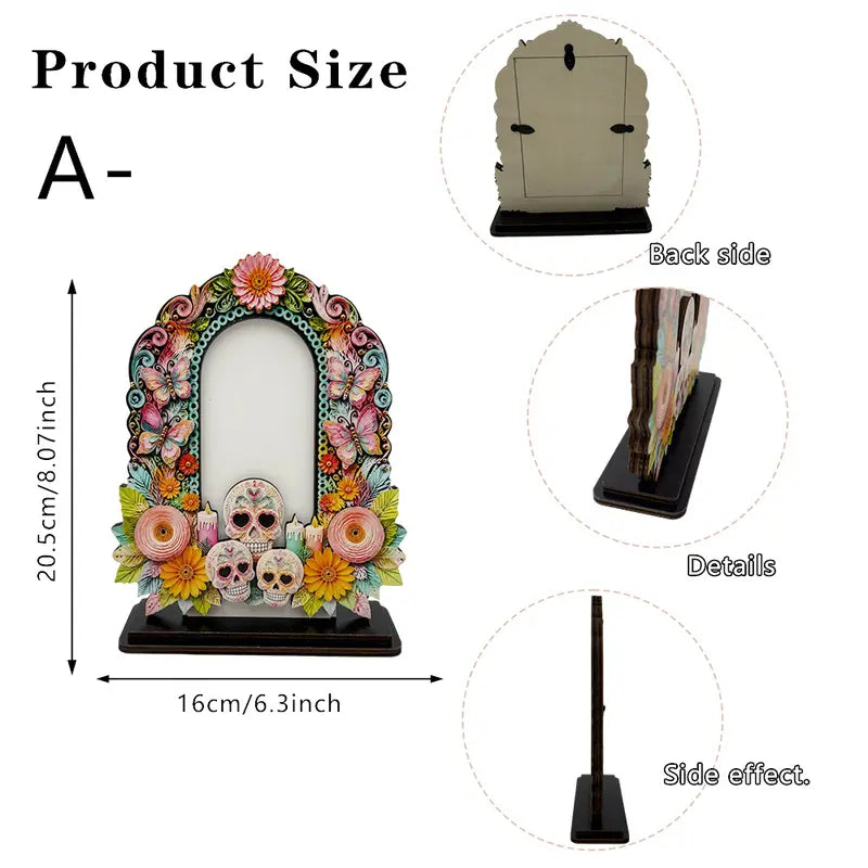 Wooden Day of the Dead Memorial Picture Frame