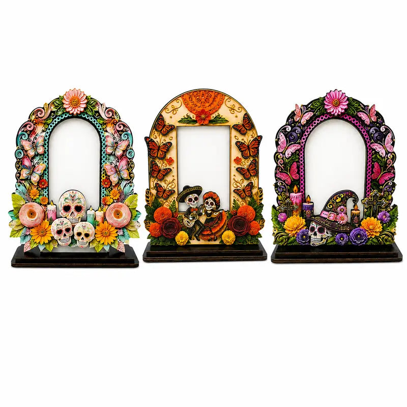 Wooden Day of the Dead Memorial Picture Frame