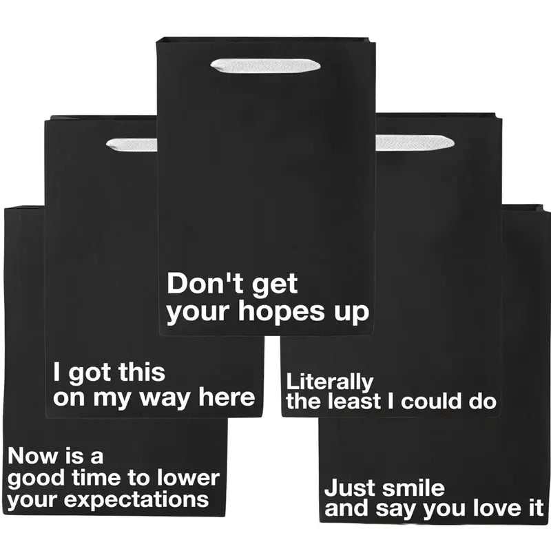 Funny Gift Bags -Set of 5- Snarky, Perfect for Gifts, Secret Santa, and Christmas
