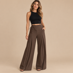 Women's High-Waist Asymmetric Lace-Up Wide-Leg Pants – Flattering Sculpted Fit