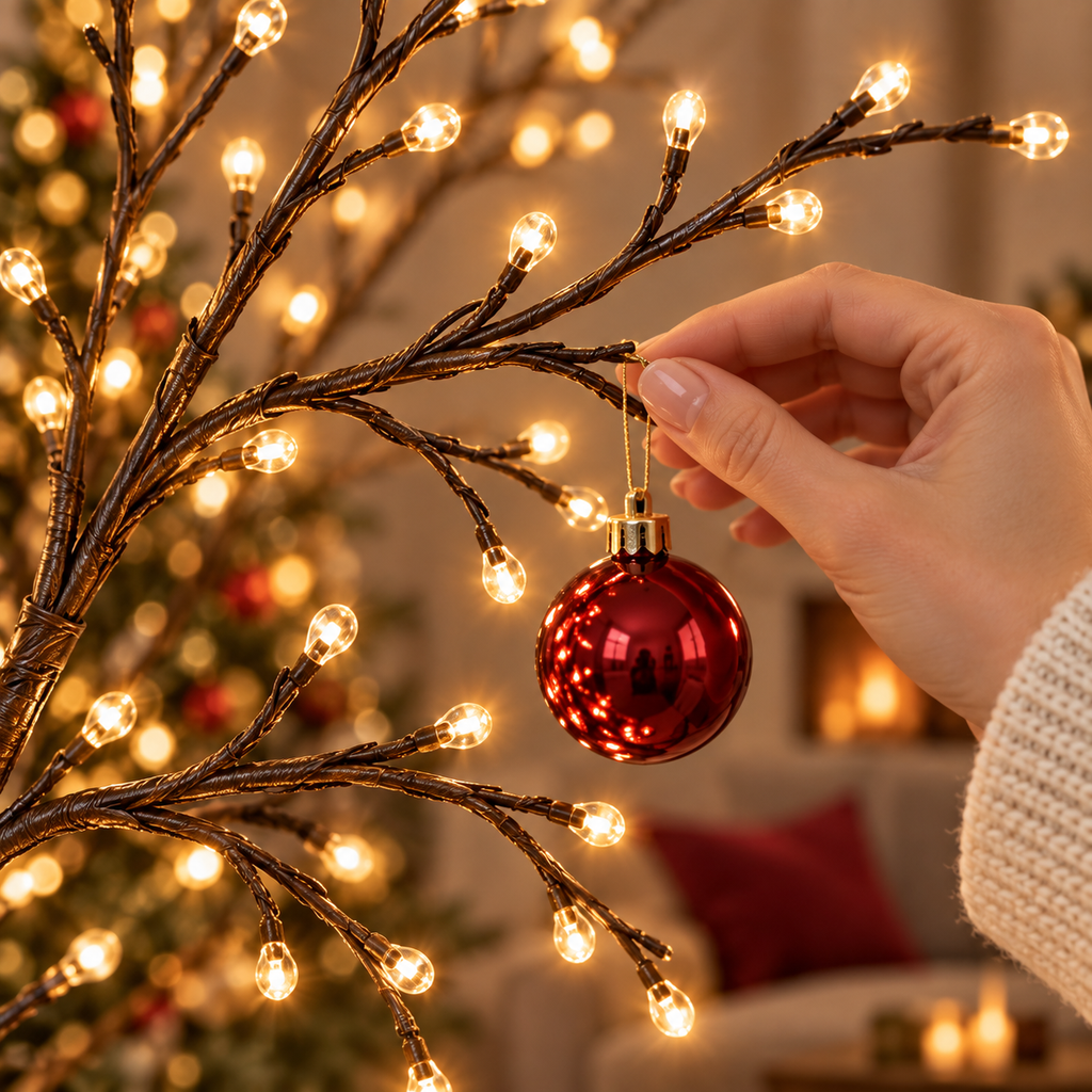 ✨ Flexible LED Branch Lights – Warm White Christmas Wall Decor