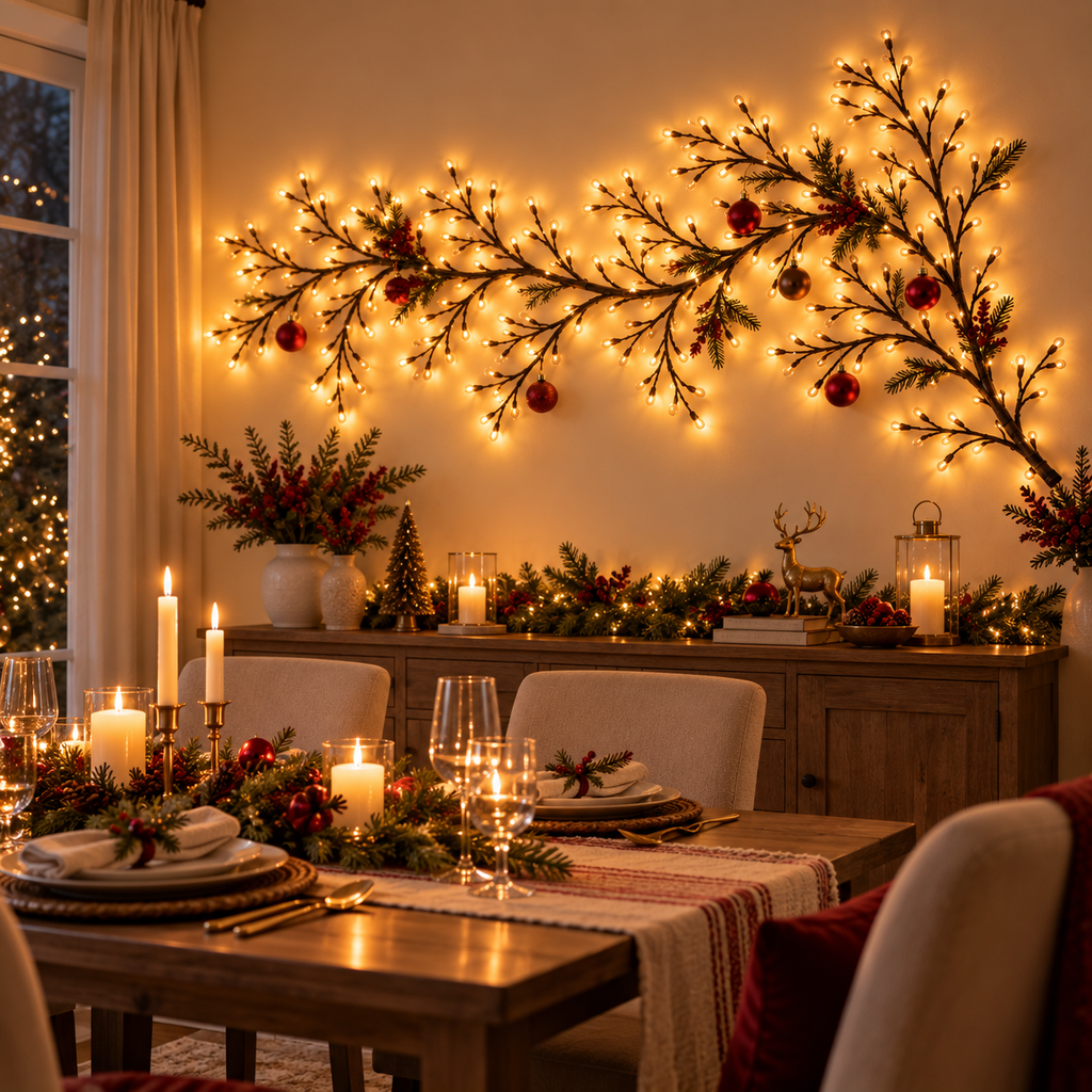 ✨ Flexible LED Branch Lights – Warm White Christmas Wall Decor