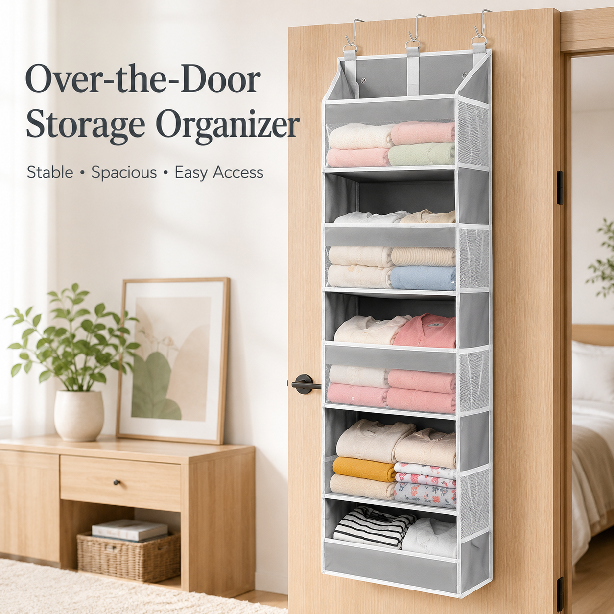 Large capacity hanging storage bag behind the door