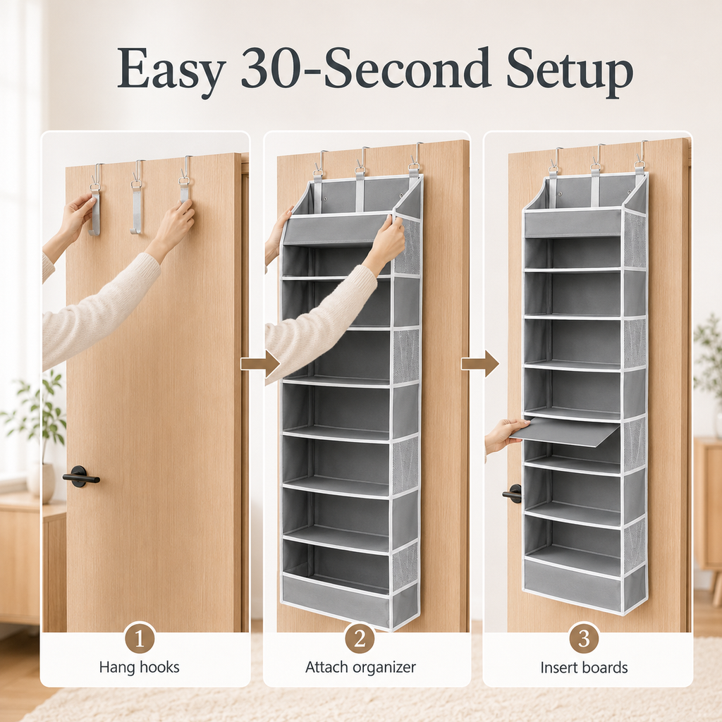 Large capacity hanging storage bag behind the door