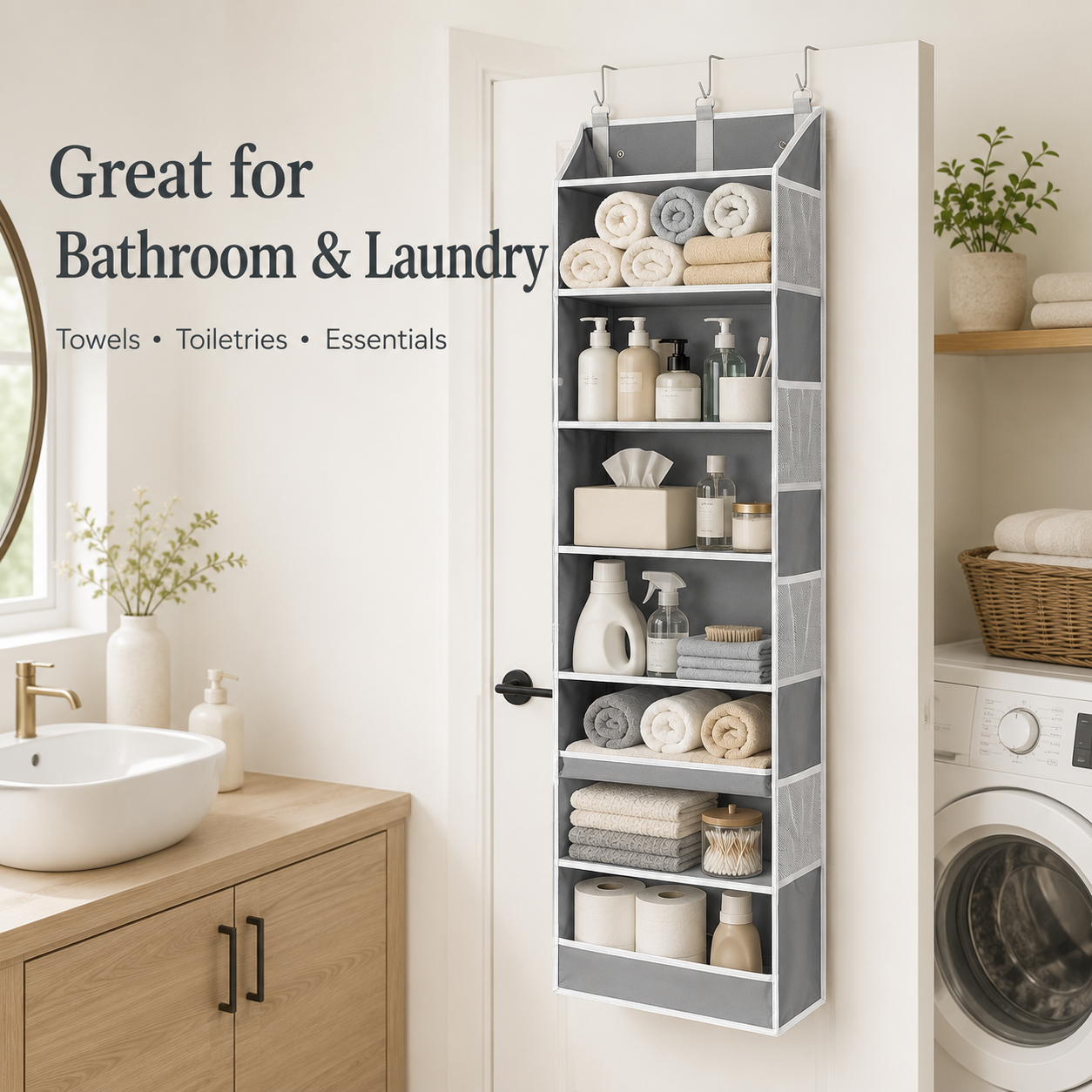 Large capacity hanging storage bag behind the door