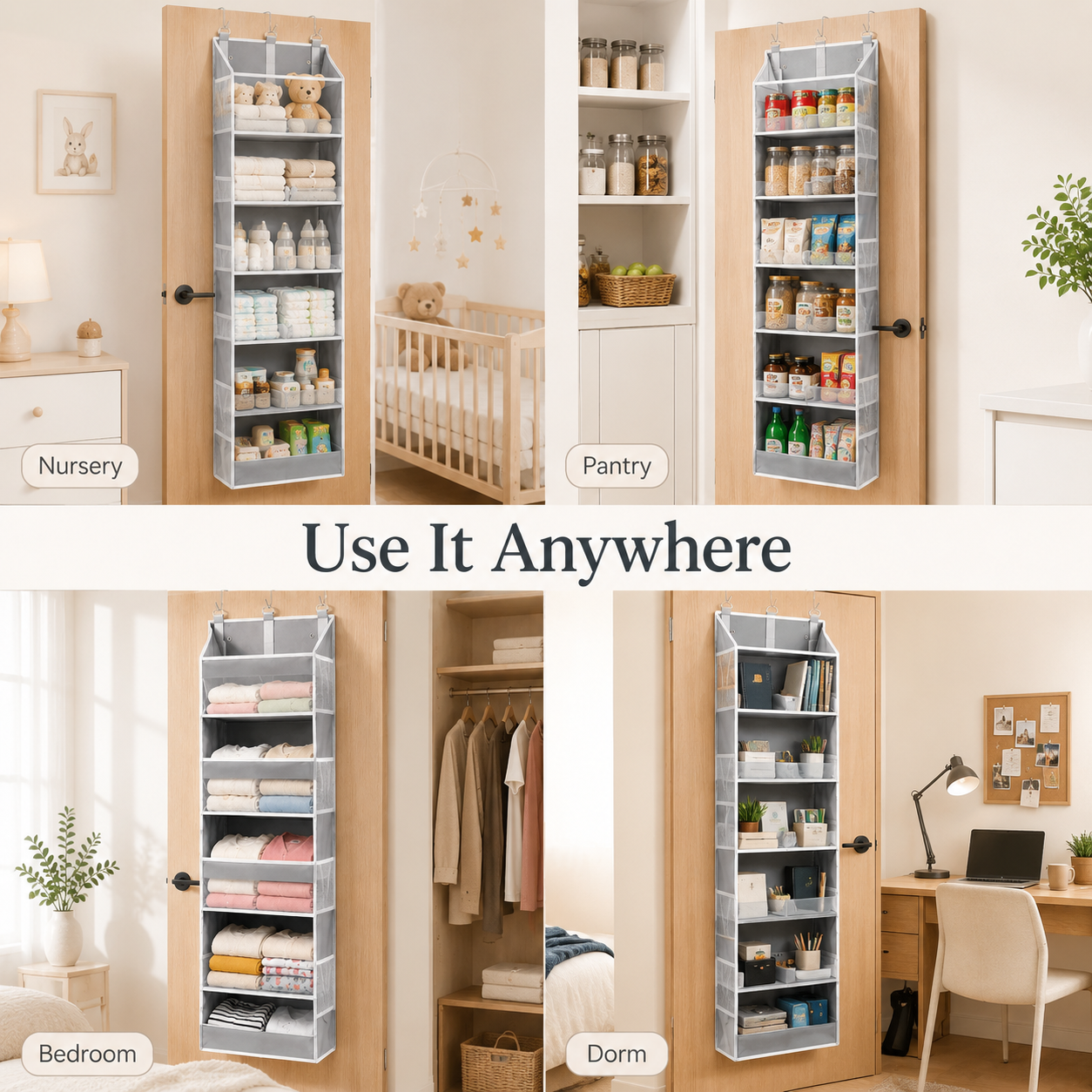 Large capacity hanging storage bag behind the door