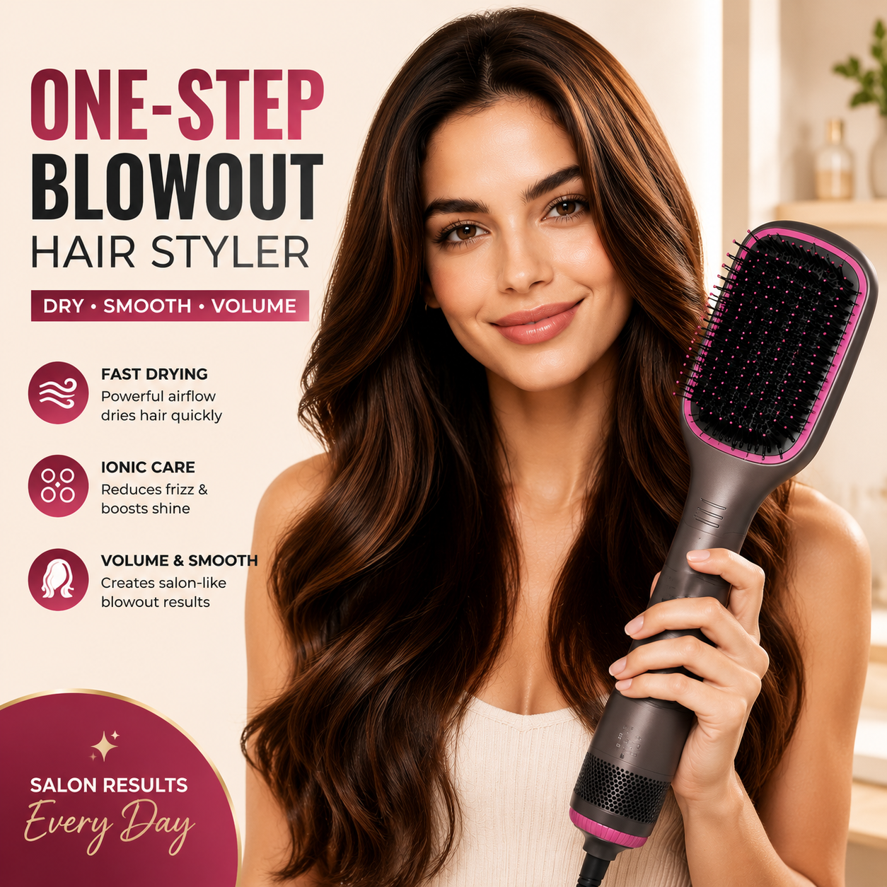 One-Step Hot Air Brush Styler - Dry, Smooth & Volumize Hair Effortlessly