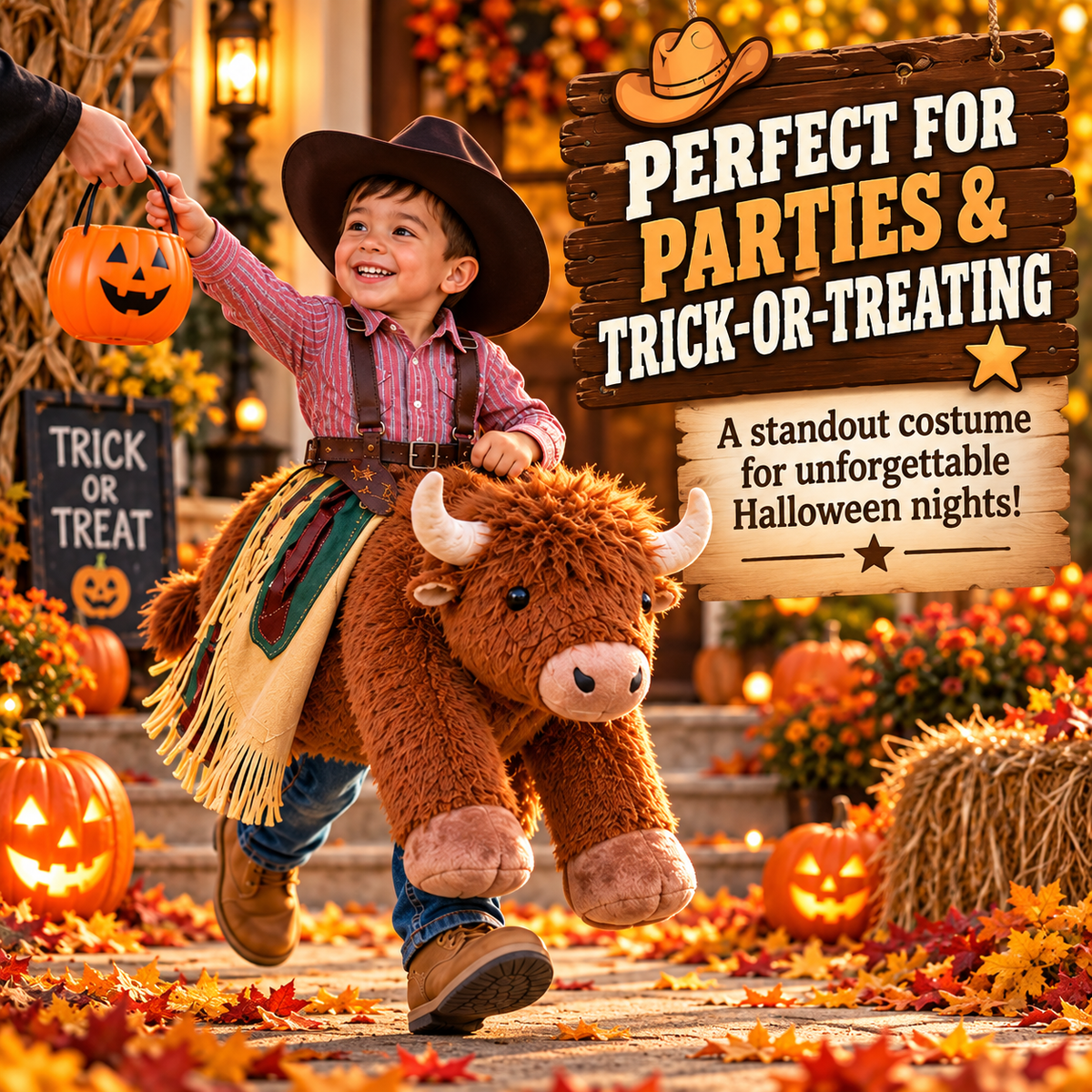 Kids Ride-On Cowboy Bull Halloween Costume