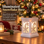 Mini Tabletop Christmas Tree—Warm White String Lights and An Illuminated Snowflake Base