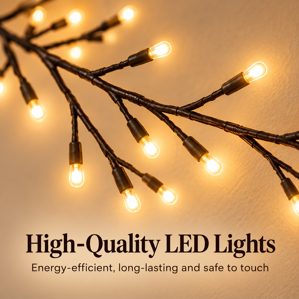 Remote-Controlled Lighted Branch Wall Decor - Flexible DIY Holiday Decorating