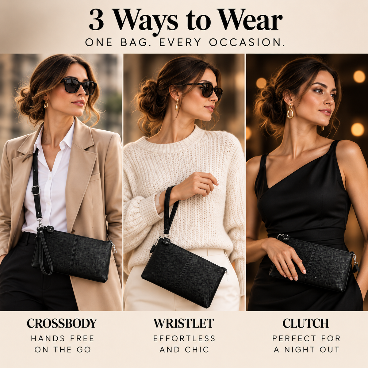 👜Women's 3-in-1 Authentic Leather Wristlet - RFID Blocking👜