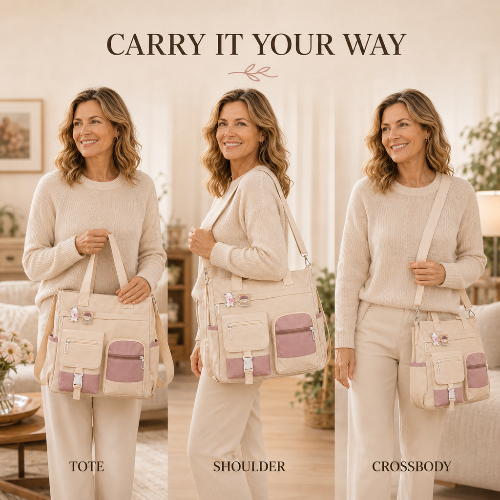 Women's Multi-Pocket Canvas Crossbody Shoulder Bag