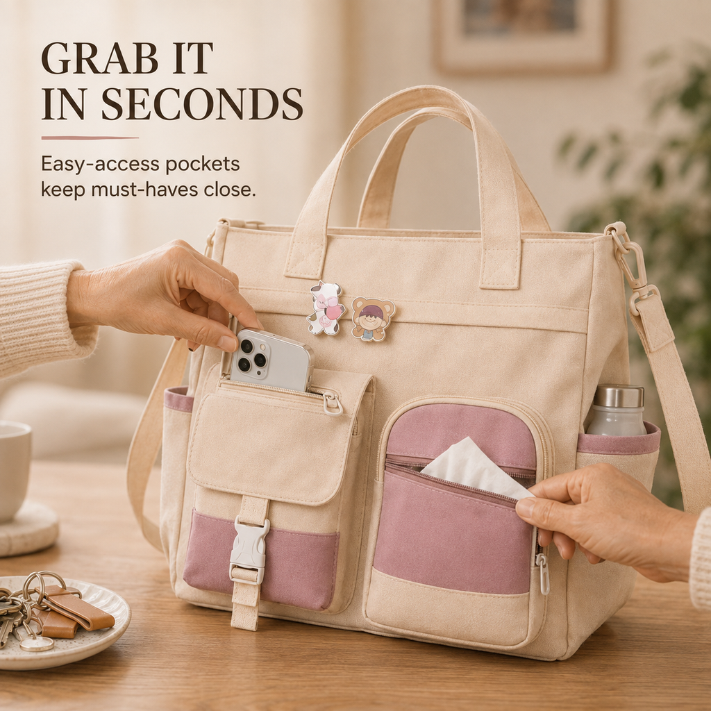 Women's Multi-Pocket Canvas Crossbody Shoulder Bag