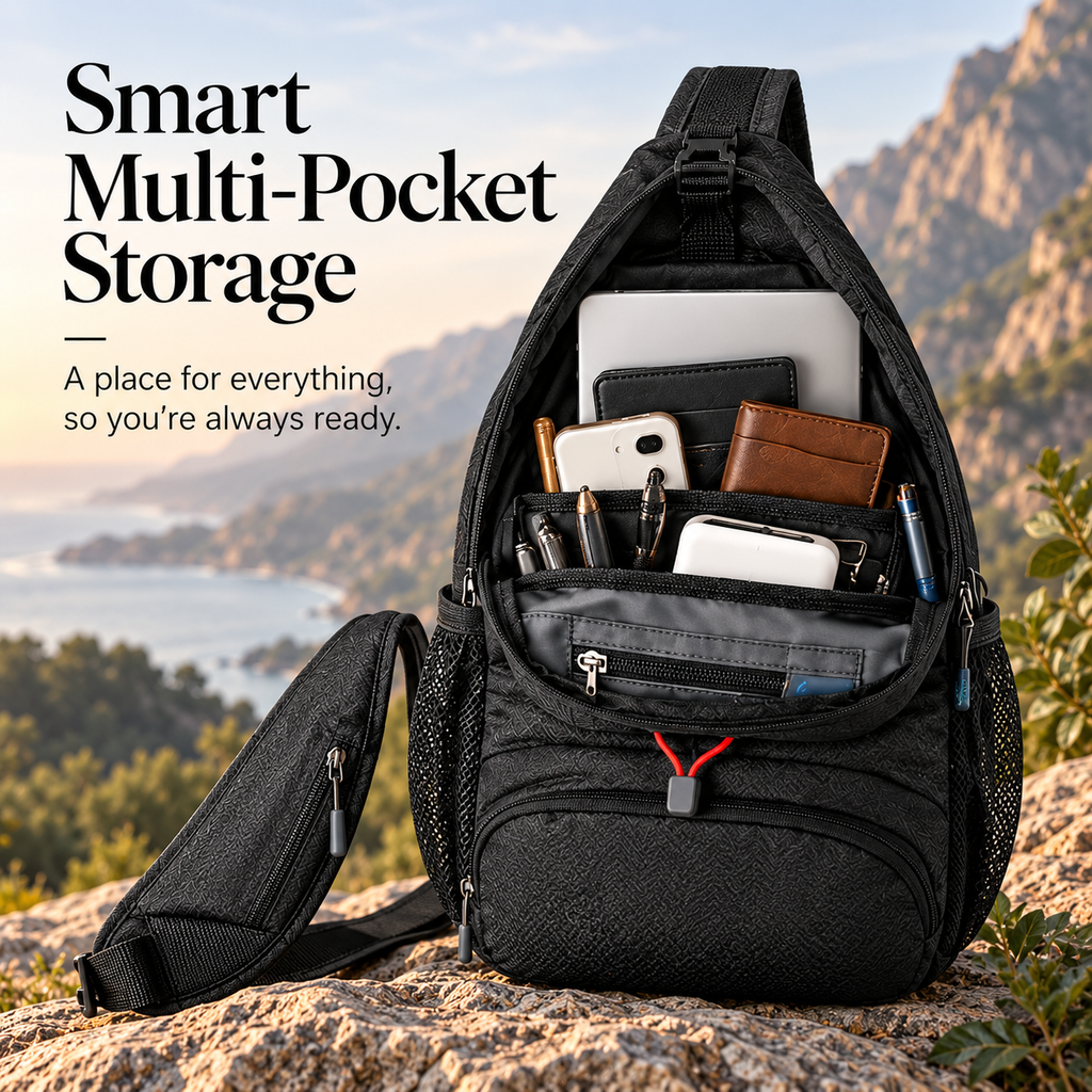 Lightweight Multi-Functional Crossbody Shoulder Bag with Zipper