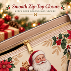 Christmas-Themed Holiday Handbag - Large Capacity, Made of Leather