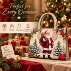 Christmas-Themed Holiday Handbag - Large Capacity, Made of Leather