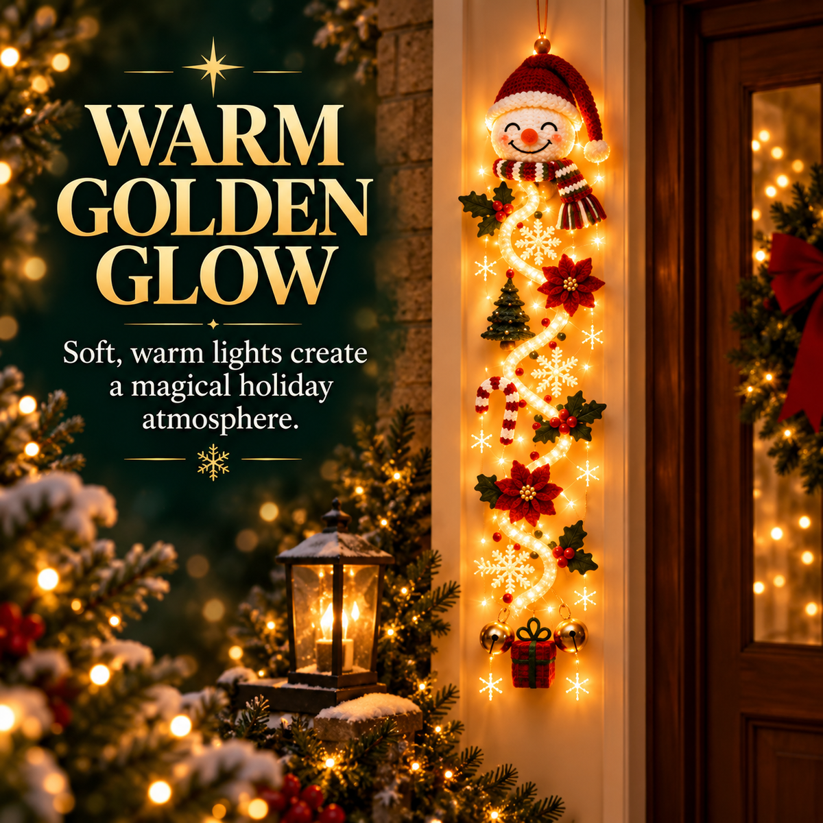 Illuminated Christmas Light Ornaments, Suitable for Front Door and Indoor Holiday Decorations