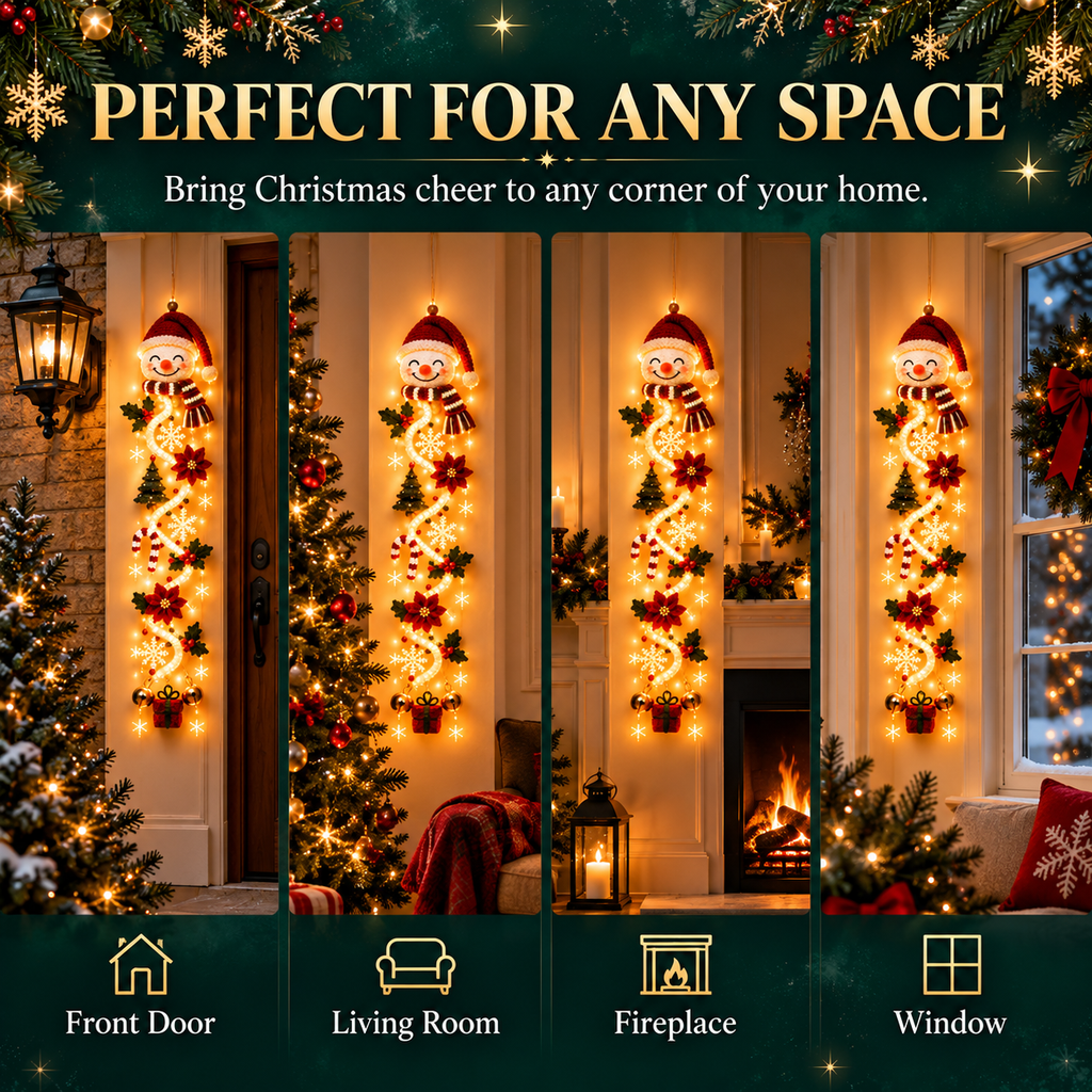 Illuminated Christmas Light Ornaments, Suitable for Front Door and Indoor Holiday Decorations