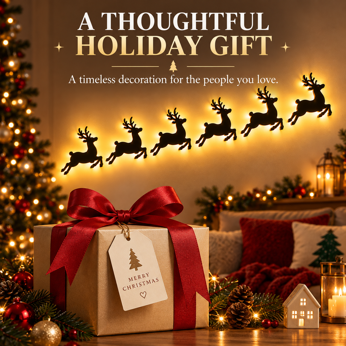 Christmas Reindeer-Shaped Wall Lamp, Suitable for Home Decoration