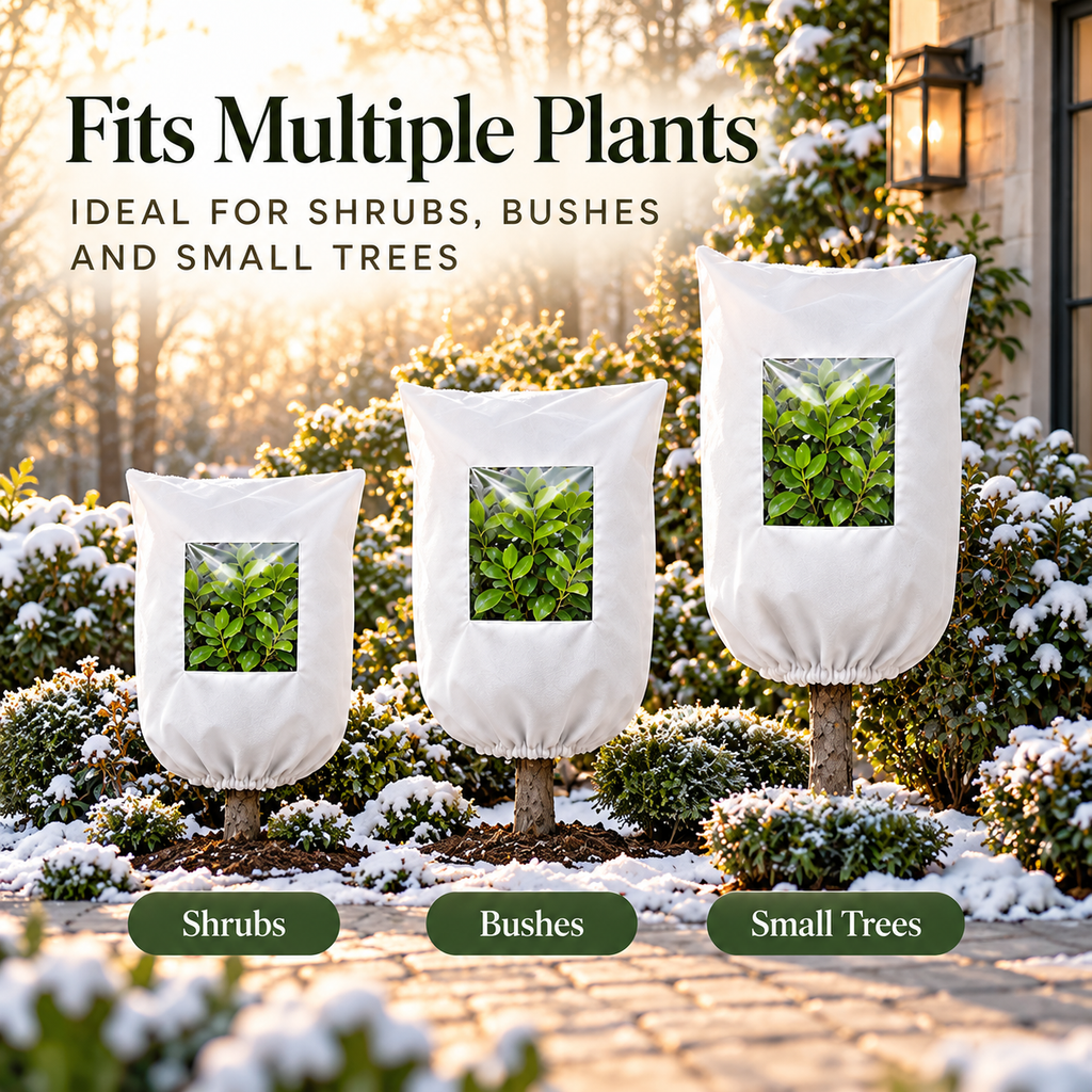 Plant Frost Protector - with Zippered Drawstring and Transparent Panel