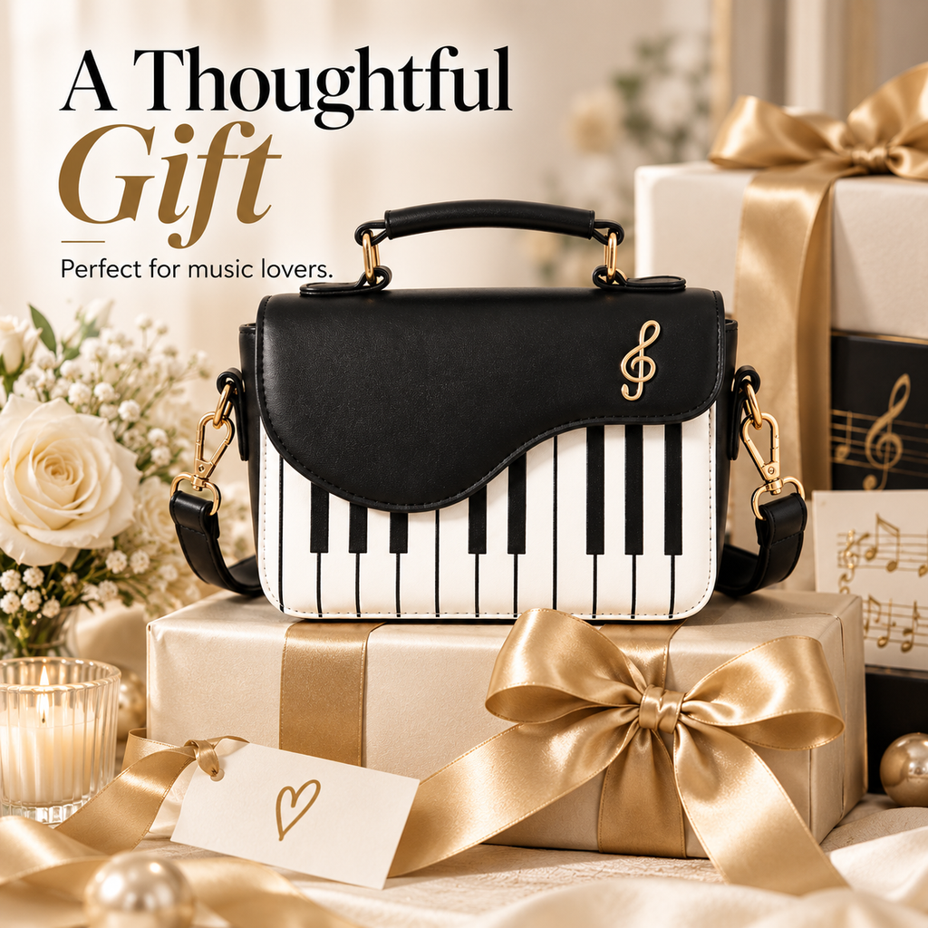 Piano Key Pattern Women's Crossbody Shoulder Bag - Large Capacity Handbag